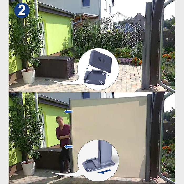 Seitenmarkise, ausziehbar, 180 x 300 cm, Sichtschutz, Sonnenschutz, Blickdicht, Seitenrollo, für Balkon, Terrasse, Garten, beige