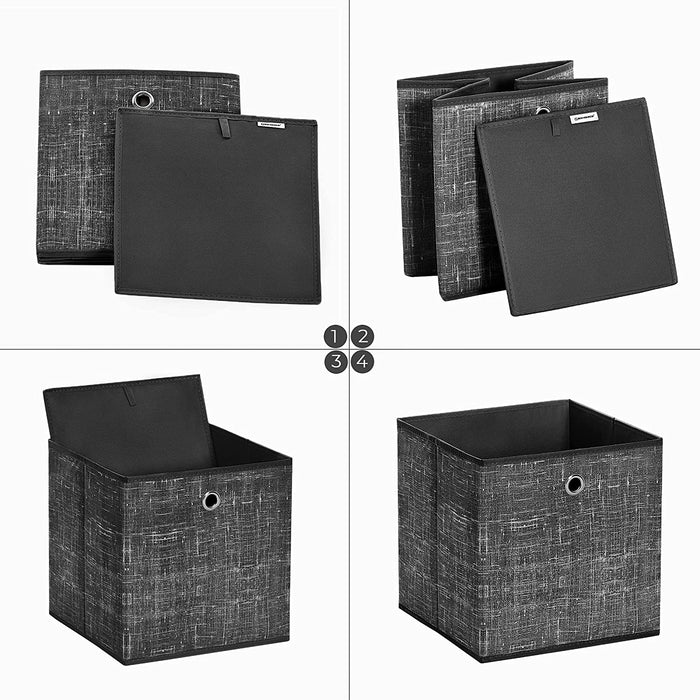Aufbewahrungsboxen, 6er Set, faltbare Stoffboxen, Vliesstoff, Würfel, Aufbewahrungskörbe, Organizer für Spielzeug, Kleidung, schwarz