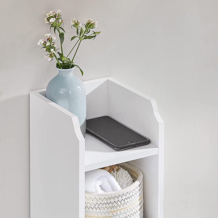Toilettenschrank, Badezimmerschrank, Badschrank, schmales Badregal, verstellbare Ablagen, platzsparend, einfache Montage, weiß