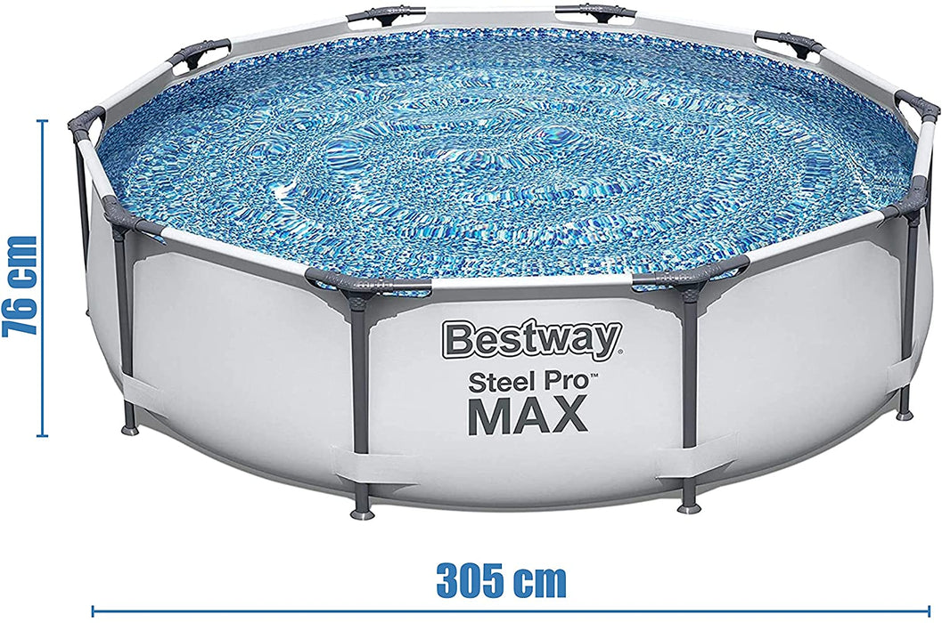 Bestway Steel Pro MAX Frame Pool ohne Pumpe Ø 305 x 76 cm, lichtgrau, rund