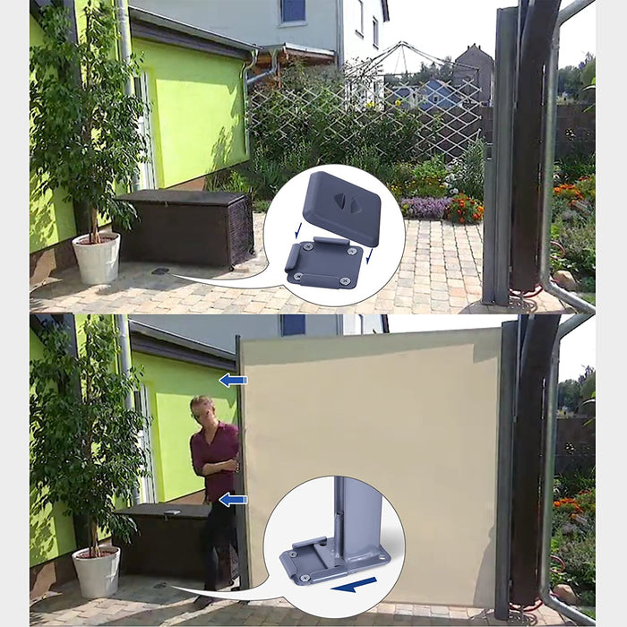 Seitenmarkise, ausziehbar, 160 x 350 cm, Sichtschutz, Sonnenschutz, Blickdicht, Seitenrollo, für Balkon, Terrasse, Garten, beige