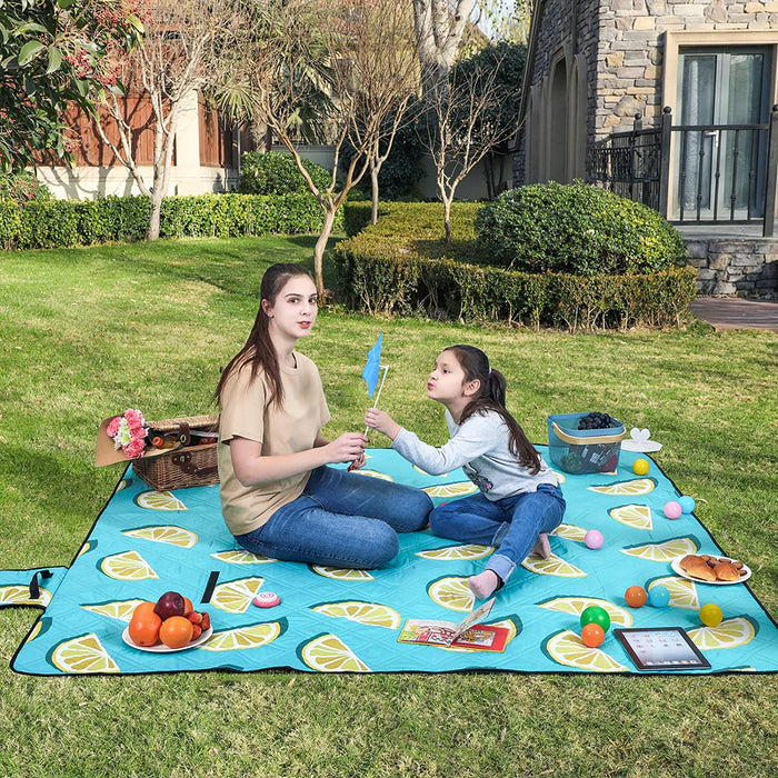 Picknickdecke, 200 x 200 cm große Stranddecke, Campingdecke, wasserdichte Unterseite, maschinenwaschbar, faltbar, für Garten, Park, Strand, Camping