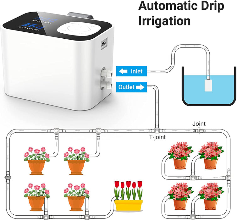 Automatisches Bewässerungssystem, DIY Automatisch Bewässerung Set mit 60-Tage-Timer, 33-Fuß-Schlauch-Tropfbewässerungsset USB-Gebühr für Topfpflanzen