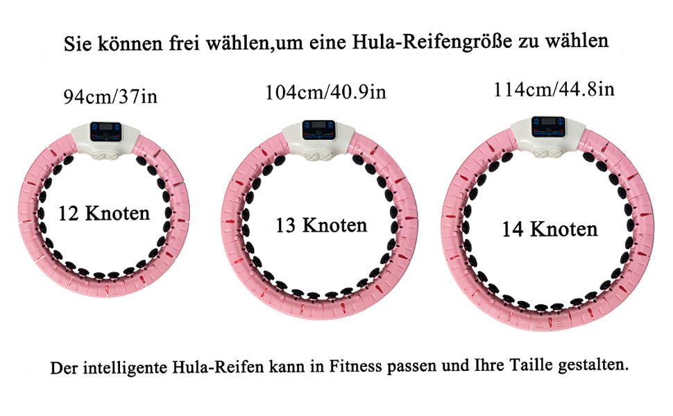 Smart Hula Hoop Abnehmbarer Hula Hoop, Verstellbarer Hula Hoop mit 14 abnehmbaren Teilen, Hula Hoop Reifen, Fitness Massage Hula Hoop, Nicht Geeignet Für Personen über 90 kg-Rosa