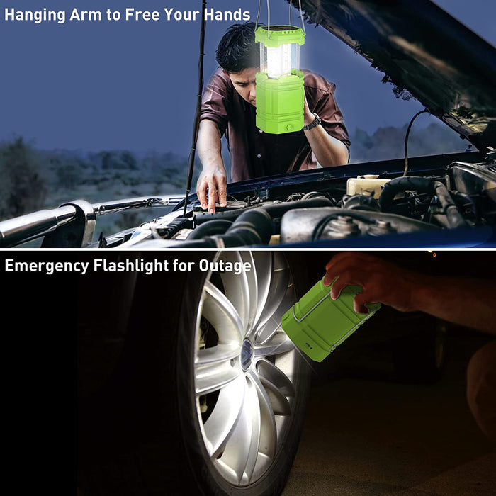 LED Campinglampe Solar, Wasserdicht LED Camping Laterne, Notfallleuchte mit Handkurbel, Eingebaute 3000mAh Akku für Wandern, Angeln, SOS, Ausfälle