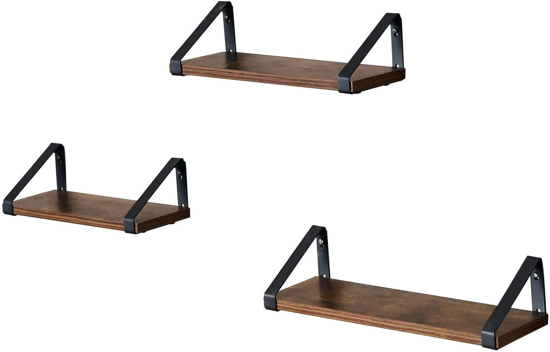 Wandregal im Industrie-Design, Schweberegal, 3er Set, Wandmontage, stabiles Regal zur Präsentation, für Wohnzimmer, Badezimmer, Küche, Vintage