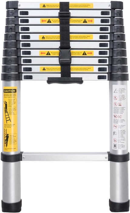 3,2M Teleskopleiter, Rutschfester Klappleiter Stehleiter Mehrzweckleiter aus hochwertiges Aluminium, 150 kg/330 Pfund Belastbarkeit, Schwarz
