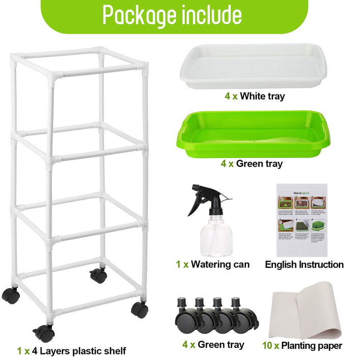 Seed Sprouter Tray Keimschale Sprossen, Keimschalen für Sprossen Seed Sprouter Tray BPA-freies mit 4-schichtigem Kunststoffregal Soil-Free Keimkiste