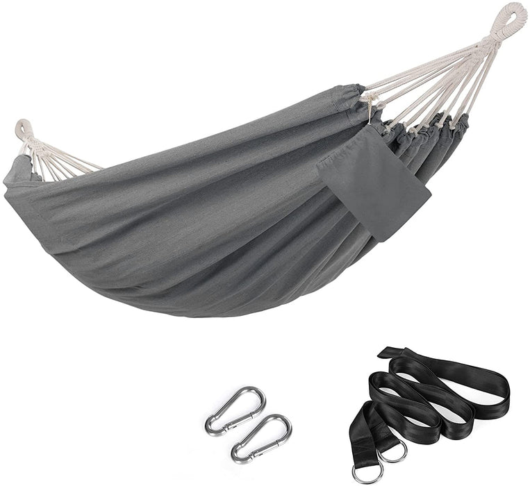 Hängematte, für 2 Personen, 210 x 150 cm, bis 300 kg belastbar, für Terrasse, Balkon, Garten, Outdoor, Camping, mit Transportbeutel, grau