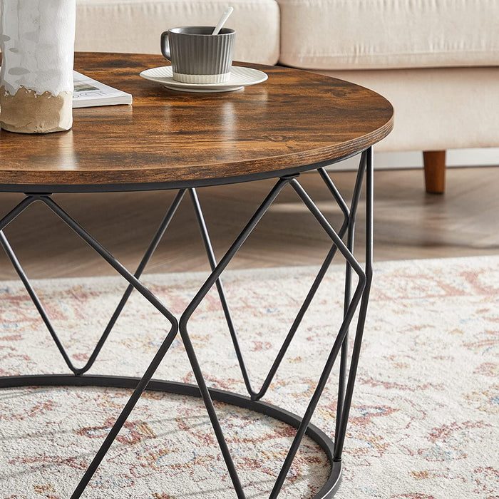 Couchtisch, Beistelltisch, Wohnzimmertisch, Sofatisch, Stahlgestell, für Wohnzimmer, Schlafzimmer, Arbeitszimmer, Industrie-Design, vintagebraun
