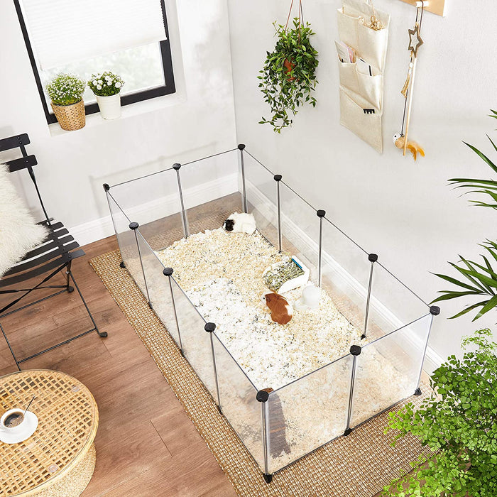 Freigehege mit Bodenplatten, Laufstall, aus Kunststoff, Gehege für Kleintiere, Meerschweinchen, Hamster, Kaninchen, weiß