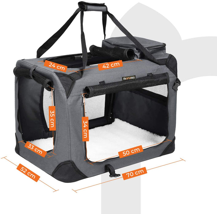 Hundebox, Hundetasche, faltbar, 70 x 52 x 52 cm, grau