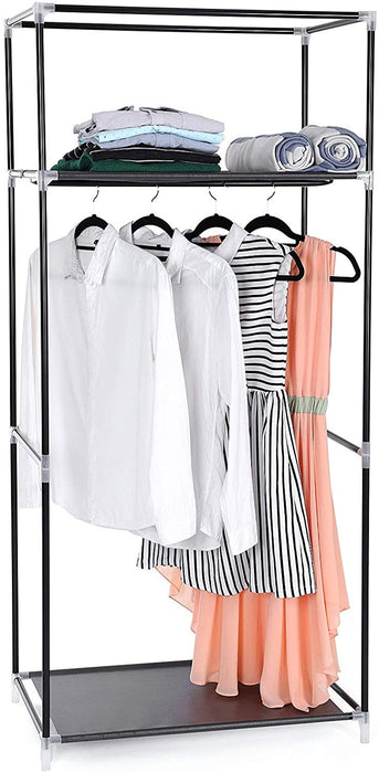 Stoffschrank, Kleiderschrank, Faltschrank mit Kleiderstange, Kleiderständer, Aufbewahrung für Taschen, Spielzeug, Schuhe, Schlafzimmer, Ankleidezimmer