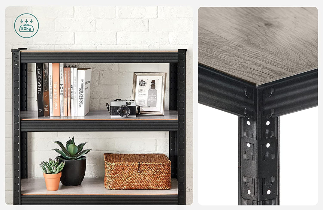 Schwerlastregal, Bücherregal, Lagerregal, Standregal, 5 Ablagen, 150 x 75 x 30 cm, bis 400 kg belastbar, verstellbare Ablagen, Industrie-Design