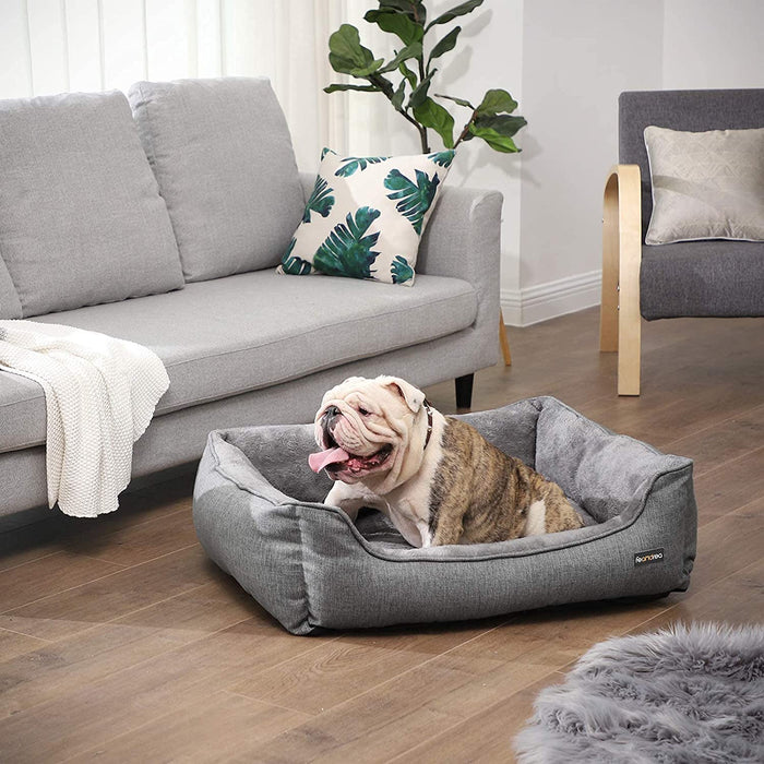 Hundebett, großes Hundesofa, Bezug abnehmbar und maschinenwaschbar, kuscheliger Hundekorb, grau
