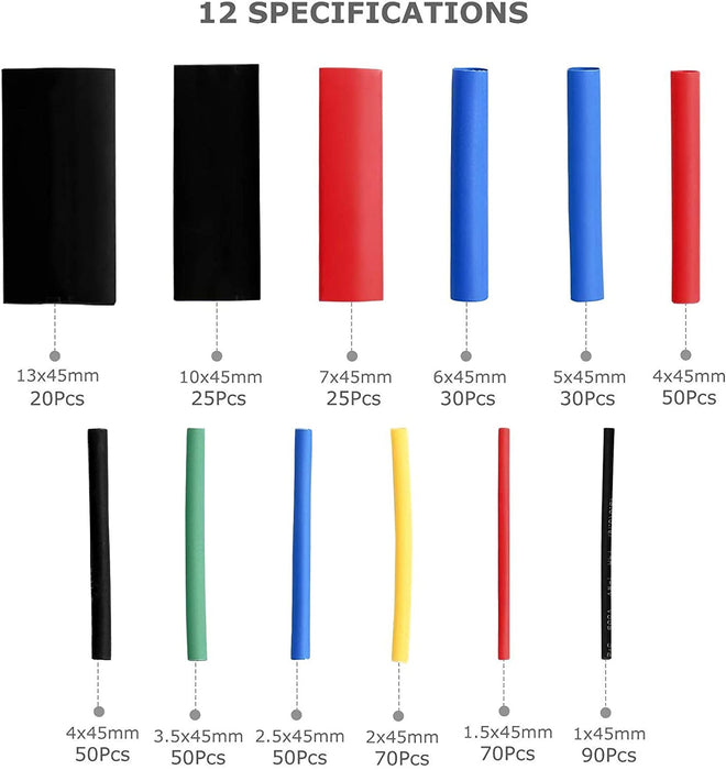560-tlg Schrumpfschlauch Set, Eventronic Schrumpfschläuche Sortiment Verhältnis 2:1 Schrumpfschlauch mit 12 Verschiedene Größen Heat Shrink Tube