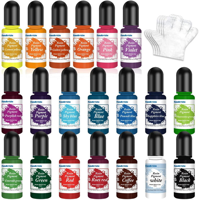 Epoxidharz Farbe, UV resin Farbe 20 Farben Flüssiger transparenter Harz Farbstoff für DIY Schmuckherstellung - Konzentriertes Kunstharz Farbe Pigment