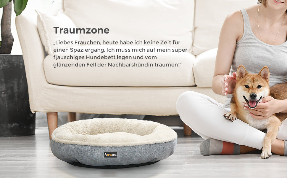 Hundebett, Hundekorb, Katzenbett, Donut, rund, Ø 55 cm, grau