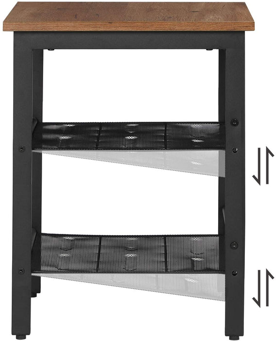 Nachttische, Beistelltisch-Set, 2er-Set Sofatische, kleine Couchtische mit verstellbaren Gitterablagen, Wohnzimmer, Schlafzimmer, Flur, Industrie