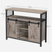 Sideboard, Küchenschrank, Aufbewahrungsschrank, mit 2 Schiebetüren, verstellbare Ablage, industriell, für Wohnzimmer, Greige-schwarz