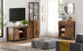 Beistellschrank, Sideboard mit Regalebene und Schublade, Küchenschrank, Kommode mit Schiebetür im Landhausstil, Industrie-Design, vintagebraun-schwarz