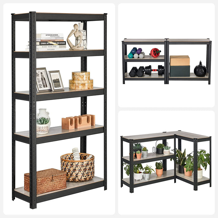 Schwerlastregal, 2er Set, Bücherregal, Lagerregal, Standregal, 5 Ablagen, 150 x 75 x 30 cm, bis 400 kg belastbar, verstellbare Ablagen