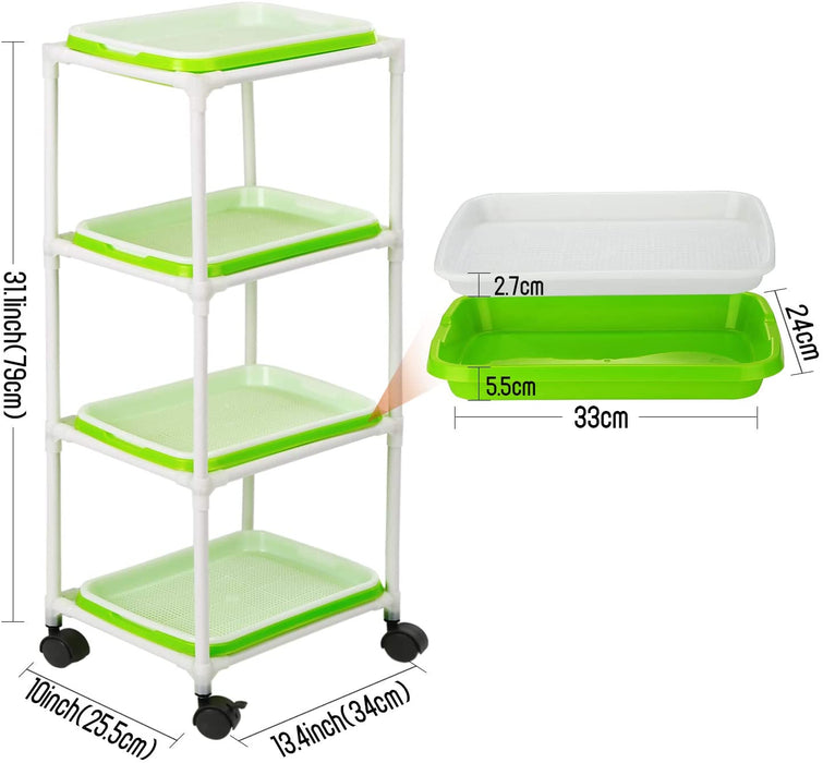Seed Sprouter Tray Keimschale Sprossen, Keimschalen für Sprossen Seed Sprouter Tray BPA-freies mit 4-schichtigem Kunststoffregal Soil-Free Keimkiste