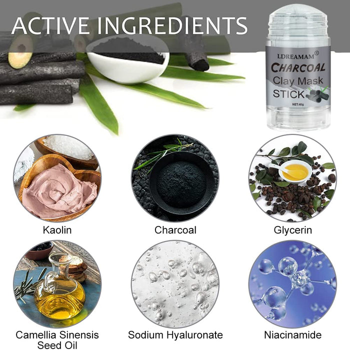 Charcoal Mask Stick, Purifying Clay Stick Mask, Clay Stick Mask, Effektiv Akne entfernt Mitesser, Verkleinert die Poren, Strafft die Haut