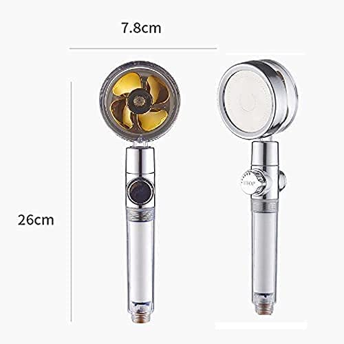 Duschkopf, Hochdruck Duschkopf, Handbrause mit visuelle Turbofan-Schaufeln,360° Drehbarer Shower Head, Wassersparend Brausekopf (Golden)