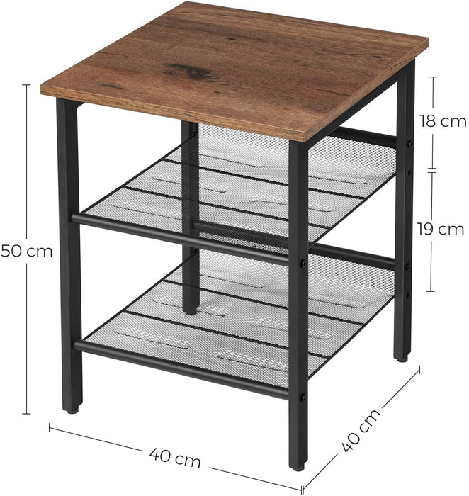 Nachttische, Beistelltisch-Set, 2er-Set Sofatische, kleine Couchtische mit verstellbaren Gitterablagen, Wohnzimmer, Schlafzimmer, Flur, Industrie