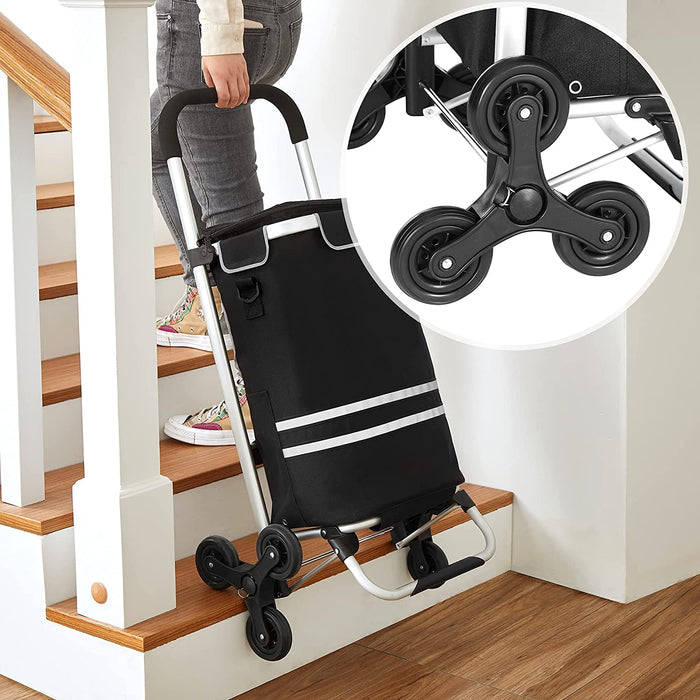 Einkaufstrolley, klappbar, Stabiler Einkaufswagen, mit Kühlfach,schwarz