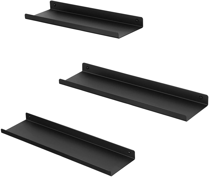 Wandregale aus Metall, 3er Set, Schweberegale, Industrie-Design, Wandboards, für Dekos, Bilderrahmen, mit 6 Schrauben zur Befestigung der Regale