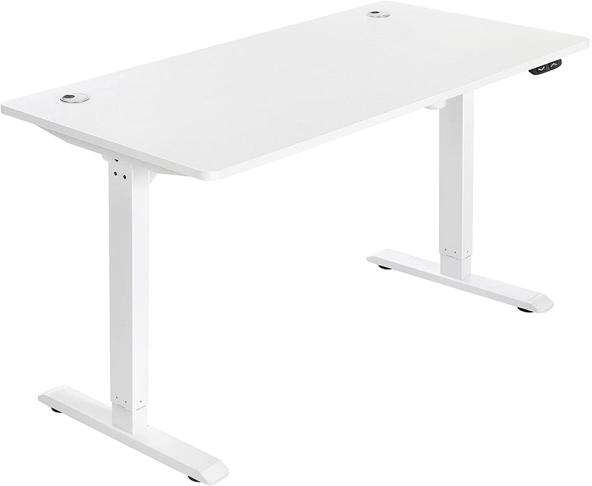 Höhenverstellbarer Schreibtisch elektrisch, Tischgestell, Schreibtischständer mit Motor, stufenlos verstellbar, 140 x 70 x (73-114) cm, Stahl, weiß
