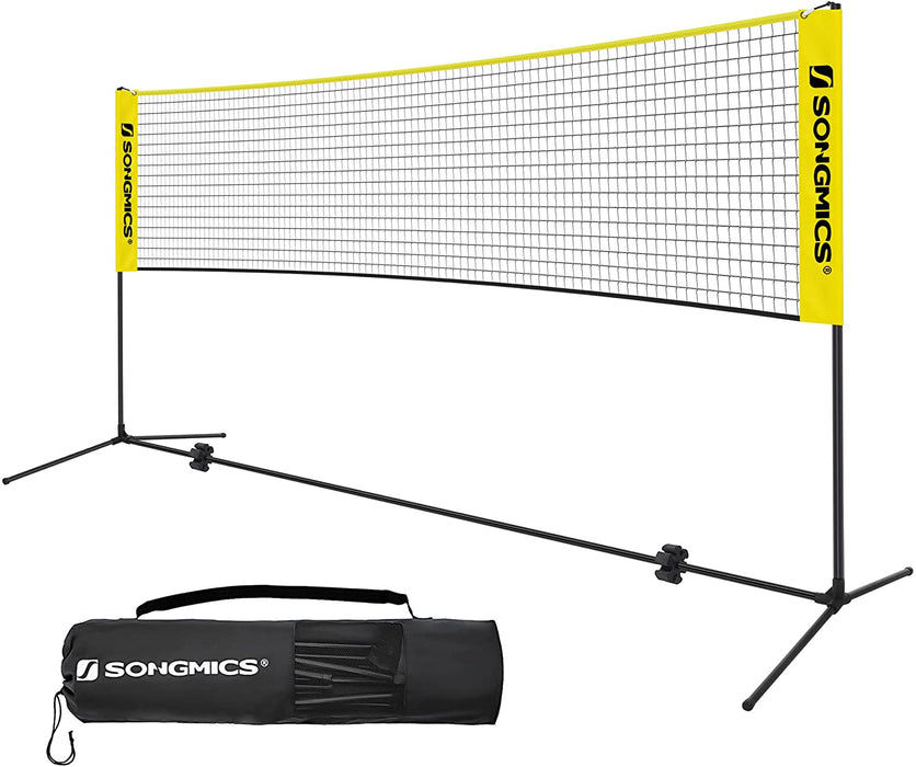 Badmintonnetz, Tennisnetz, höhenverstellbar, Set bestehend aus Netz, stabilem Eisen-Gestell und Transporttasche 3m