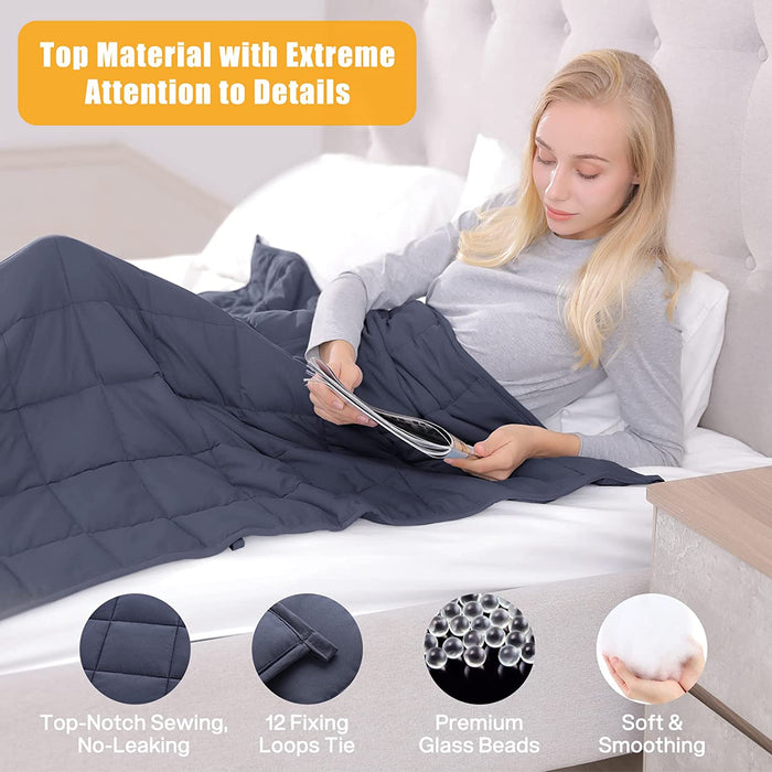 Gewichtsdecke 6.8kg 153*203cm Therapiedecke Erwachsene Beschwerte Decke für Besseren Schlaf Stressabbau, Kuscheldecken Weighted Blanket