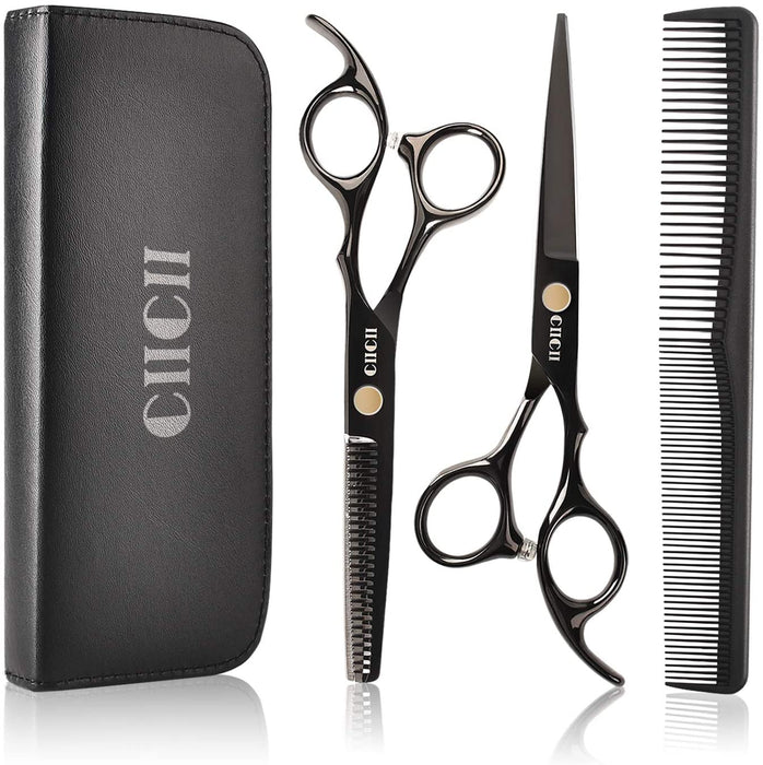 Haarschneideschere, CIICII Professionelle Haarschere Set (Friseurschere & Effilierschere) Haar Bart Trimmen Pflege Haustiere Familie Friseursalon