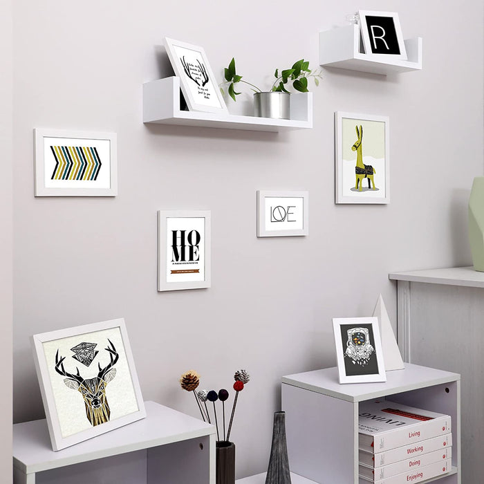 Bilderrahmen 10-er Set Fotorahmen - 2 STK. 20 x 25 cm, 4 STK. 13 x 18 cm und 4 STK. 10 x 15 cm Holzgrenze Weihnachten Weiß