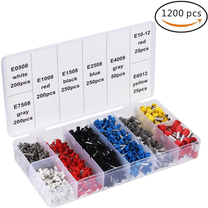 Crimpzangen Aderendhülsen Set, Preciva Aderendhülsenzange mit 1200 stück Aderendhülsen Tool Kit 0,25-10,00 qmm