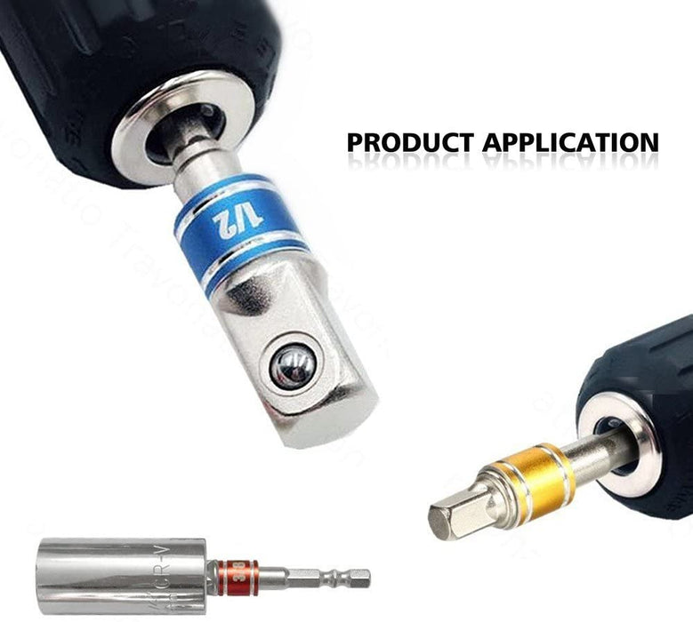 Akkuschrauber Stecknussadapter Set inkl. 3tlg. Sechskant Stecknussadapter Stecknuss Adapter Steckschlüssel Schraubenschlüssel+4tlg.