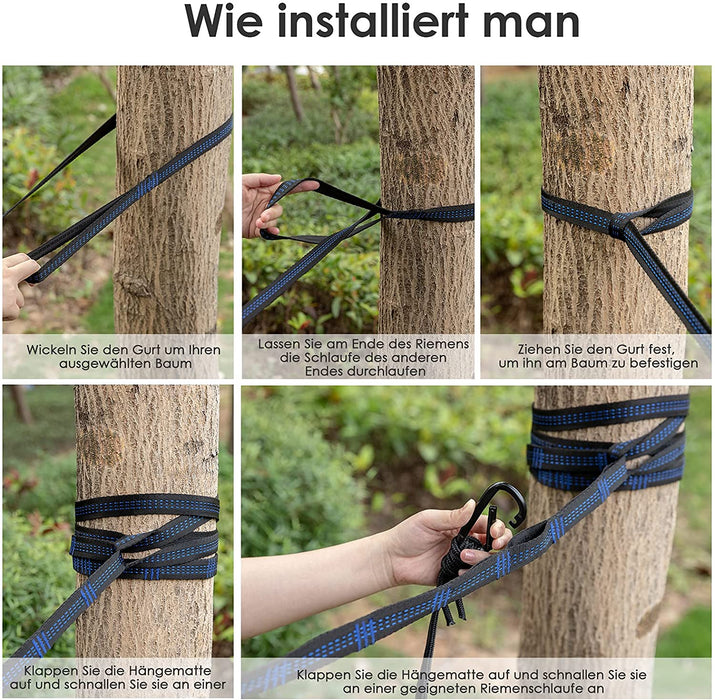 Hängematte Outdoor Ultraleicht mit Seilabdeckungen,300kg Tragkraft Hammock (300x200 cm),Atmungsaktiver, Schnell Trocknender Nylon Fallschirm