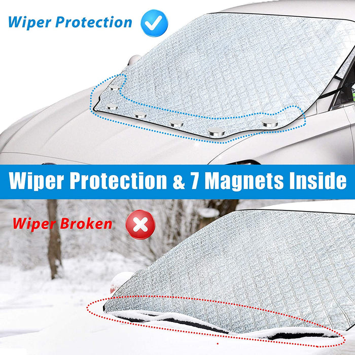 Frontscheibenabdeckung Auto Magnetisch, Windschutzscheibe Abdeckung mit Reflektierenden Rückspiegelabdeckungen, Ultra-Dicke Autoabdeckung
