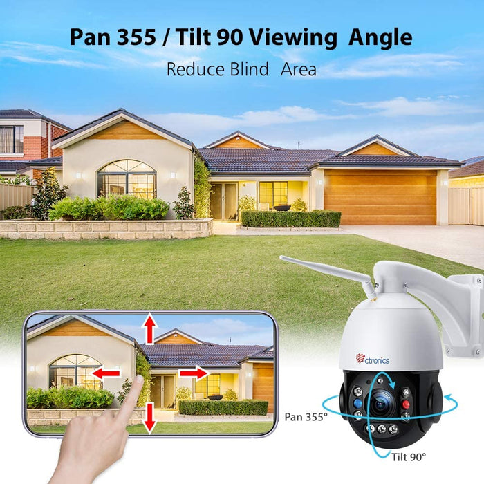 30X Optical Zoom 5MP PTZ Überwachungskamera Aussen, WLAN IP Dome Kamera Outdoor, Menschliche Erkennung, Automatische Verfolgung, 150M Nachtsicht