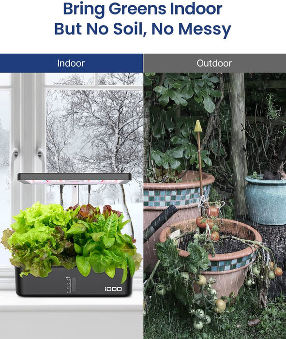 Hydroponisches Anzuchtsystem, 12Hülsen Smart Garden, 23W LED Pflanzenlampe mit Automatisch Timer, Höhenverstellbar Indoor Kräutergarten Kit, Schwarz