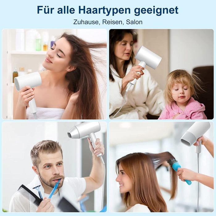 Ionen Haartrockner 2100W, Profi Föhn mit 3 Heizstufen Und 2 Geschwindigkeiten, Fön mit Konstante Temperaturfunktion, Geschenk Option Reisefön für Kinder, Familien, Friseursalon