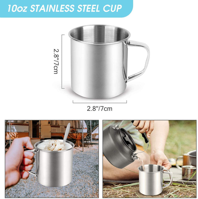 Campingbesteck Set Outdoor Reisebesteck Edelstahl Klappbesteck mit Neoprenhülle Teller Tasse ideal für Outdoor Kochgeschirr Reisen Wandern Camping