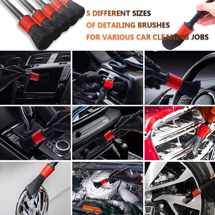 Auto Reinigung Pinsel Set, 14 Pcs Auto Detail Reinigungsbürsten Set Detailing Autobürste für die Detailreinigung des on Autos Innenraums, Außen, Motor