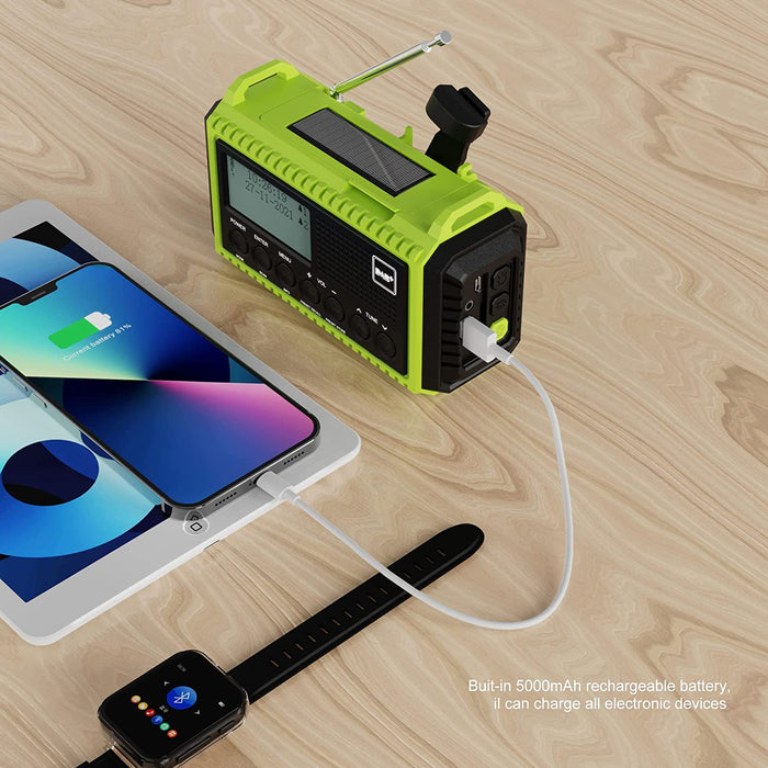 Kurbelradio DAB/UKW mit Akku 5000mAh, Tragbare Solar Radio mit LED Taschenlampe & Leselicht, DAB+ Baustellenradio RDS Funktion, Notfall Digital Radio
