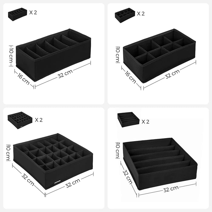 Aufbewahrungsboxen für Unterwäsche, 8er Set, Schubladen-Organizer, Ordnungssystem für Kleiderschrank, für BHS, Unterwäsche, Socken, Krawatten