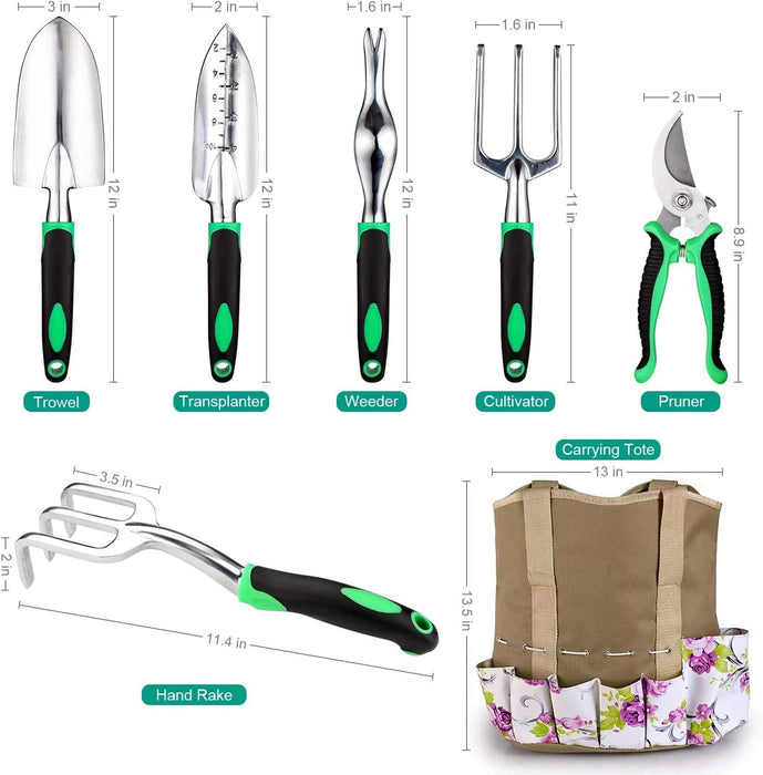 Gartenwerkzeug Set 82 Pcs Extra Saftiges Werkzeugset, Hochleistungs Gartengeräte aus Aluminium mit Gummierten Rutschfesten Griffwerkzeugen