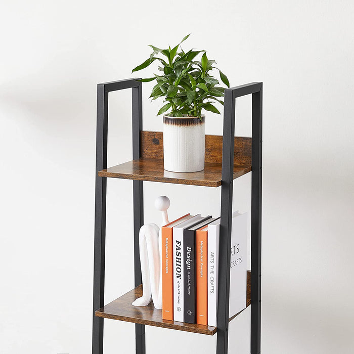 Bücherregal, Leiterregal mit 5 Ablagen, offen, Standregal, schmal, für Wohnzimmer, Schlafzimmer, Küche, Büro, Metallgestell, Industrie-Design